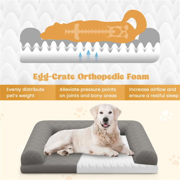 36" Orthopedic Dog Bed with Bolster Support, Anti-Slip Design