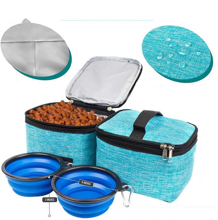 Pet Travel Lunch Bag Food Storage Box Foldable Bowl Portable Storage