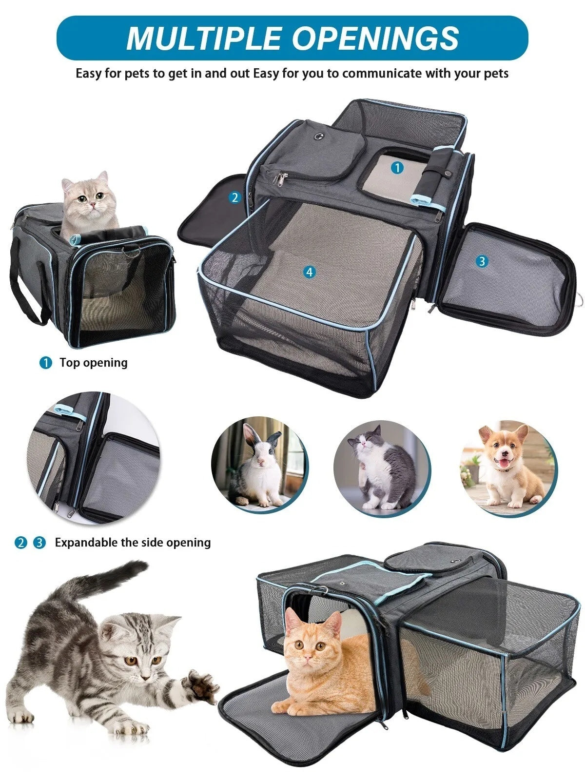 Pet Cart, Airline Approved Cat And Dog Carrier On Wheels, Expandable Rolling Pet Carrier, Dog And Cat Travel Camping