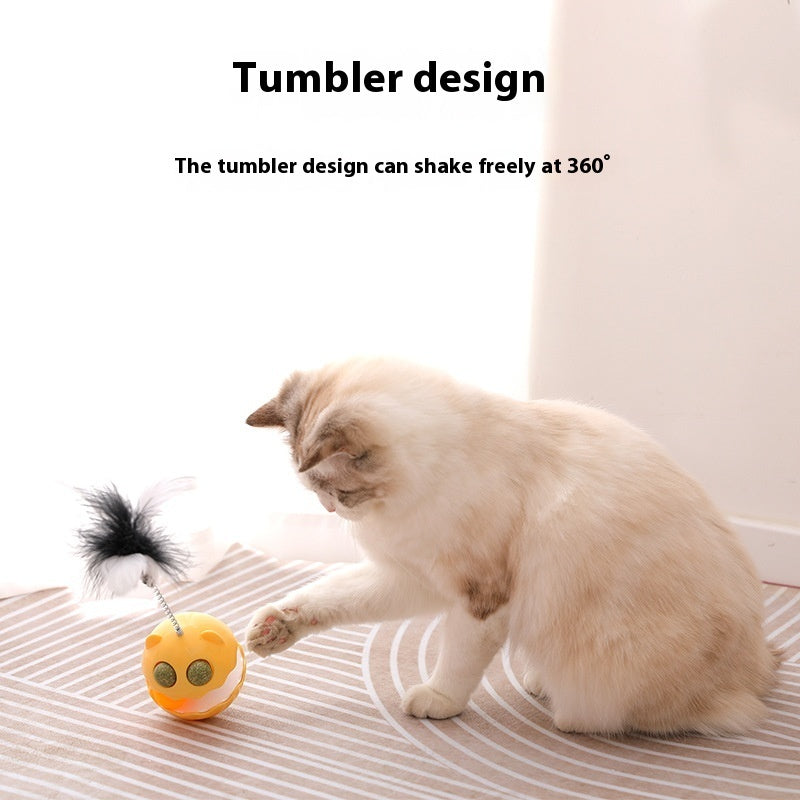 Cats Feather Toy Rotate Cat Tumbler Teaser Catmint Roller Track Ball Interaction Kitten Chasing Hunting Pets Toy Cats Treat Pet Products