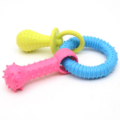 TPR Rubber Barbell Pet Toy with Spiked Ring – Durable and Fun Bite Toy for Pets