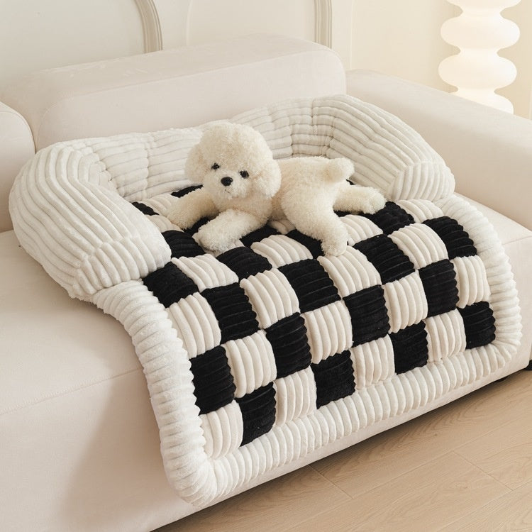 Chessboard Pattern Pet Pad Warm Sofa Cover