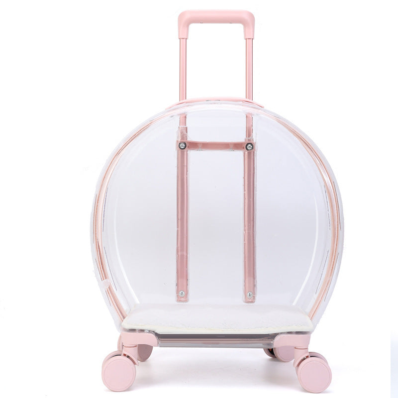 Pull Rod Transparent Cat Bag Rhombic Grid Reinforced Round