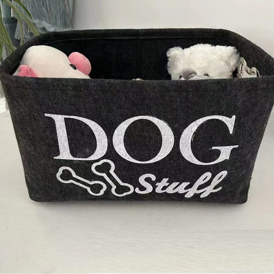 Pet Dog Cat Toy Snacks Sundries Metal Handle Felt Storage Box