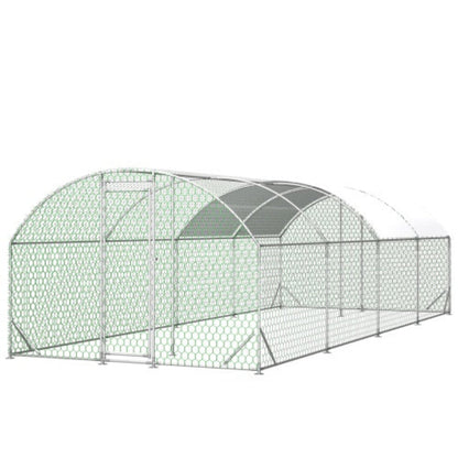 26'x9'x6' Large Metal Chicken Coop with Waterproof Cover