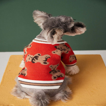 Preppy Style Dog Cat Sweater V-Neck Striped Vest for Winter