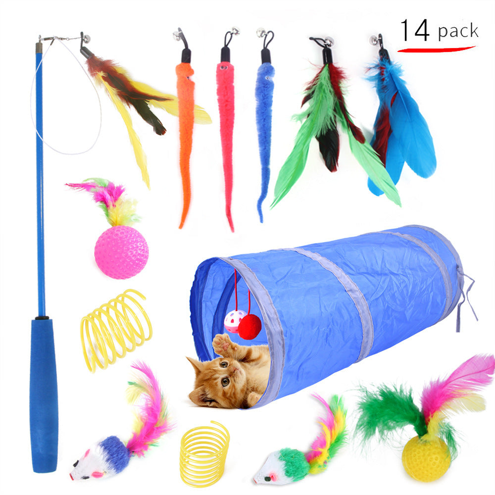 Pet Cat Toy Set 21 Pieces Of Cat Channel Funny Cat Stick