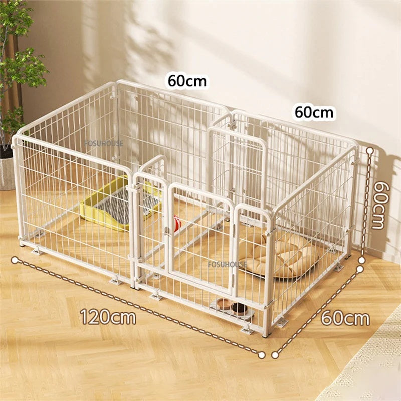 Modern Simple Wrought Iron Pet Fence Dog Cage Small And Medium Size Dog Teddy Corgi Isolation Door Indoor Guardrail Fence Kennel