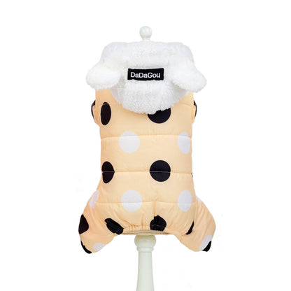 Warm Cotton Four-Legged Pet Coat Polka Dot Design for Winter