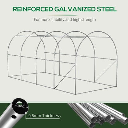 Outsunny 14.6 X 6.6 X 6.6 Walk-in Tunnel Hoop Greenhouse With Mesh Door & 8 Windows, Large Green House For Plants, Flowers, Vegetables, Galvanized Steel Frame & PE Cover, Green