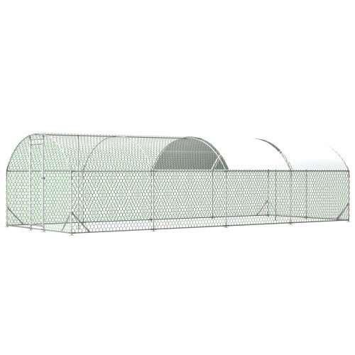 26x9x6Large Metal Chicken Coop,Walk-in Poultry Cage,Chicken Run With Waterproof Cover,Outdoor Backyard Farm,Chicken Rabbits Duck Run Pen,Easy To Assemble And Clean