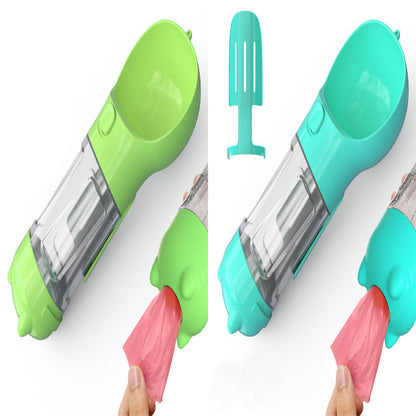 Leak Proof Dog Water Bottle with Food Storage and Waste Bag Holder