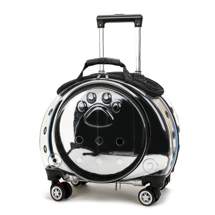 Small Pet Trolley Bag Portable Dog Diaper Bag Transparent Shoulders Cat Bag Space Capsule