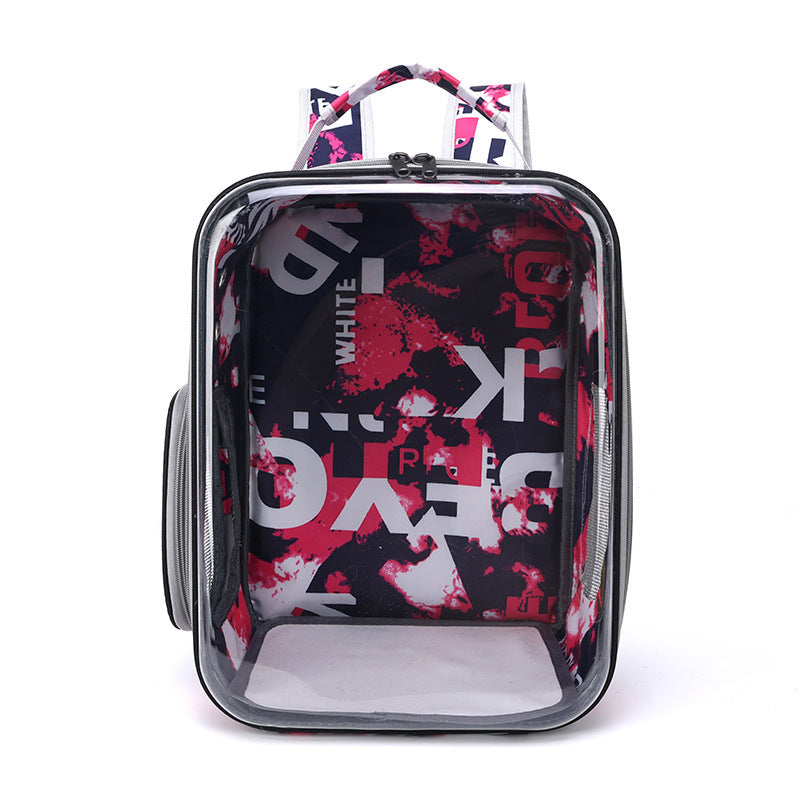 Cartoon Space Capsule Travel Breathable Pet Backpack Transparent