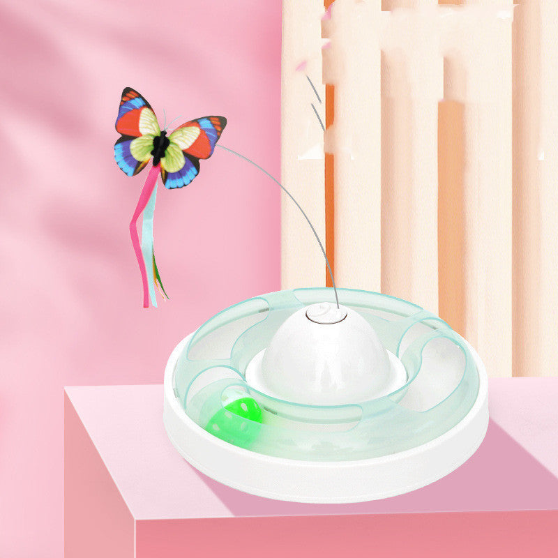 Butterfly toy funny cat stick cat turntable