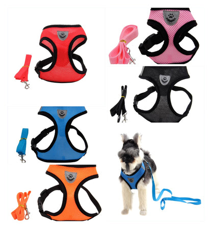 Adjustable Mesh Dog Harness with Leash