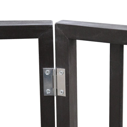 Wooden Pet Gate - Freestanding, Folding For Doorways, Stairs, House, Brown Arc