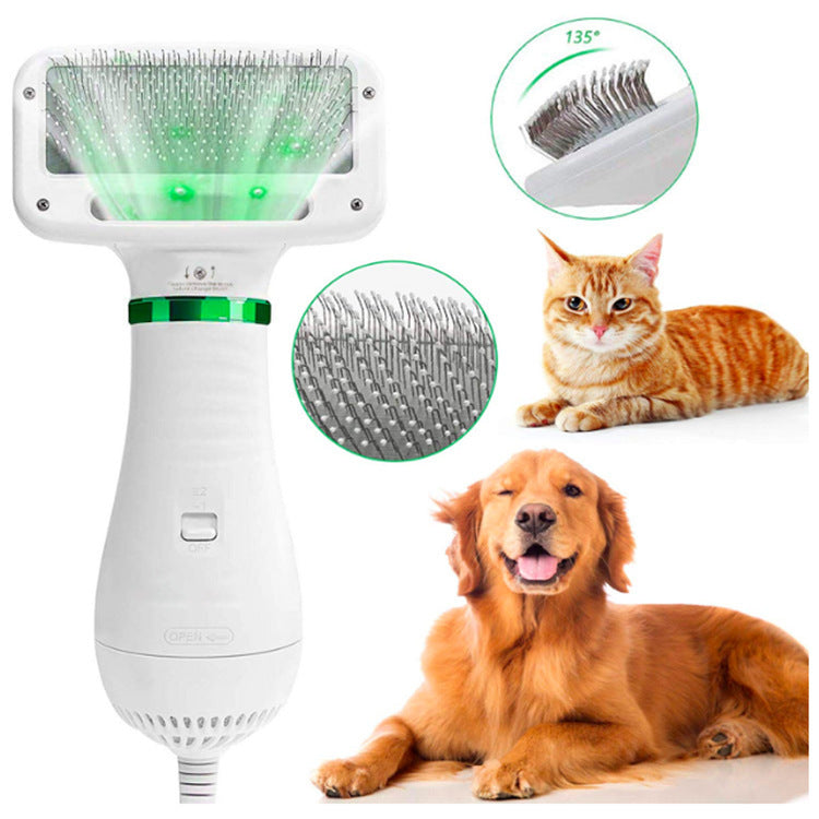 Pet Electric Hair Dryer Comb Dog Hair Heating Fan Drying And Drawing Combo Pet Hair Comb