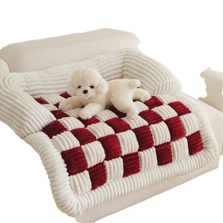 Chessboard Pattern Pet Pad Warm Sofa Cover