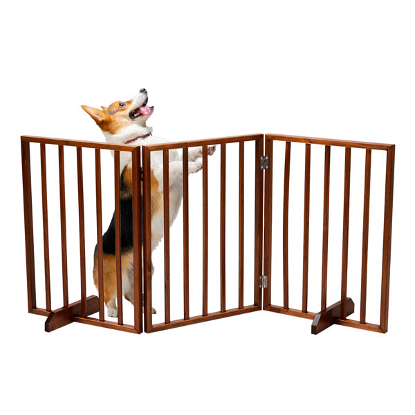 24 Inch Brown Foldable 3-pack Pet Fence