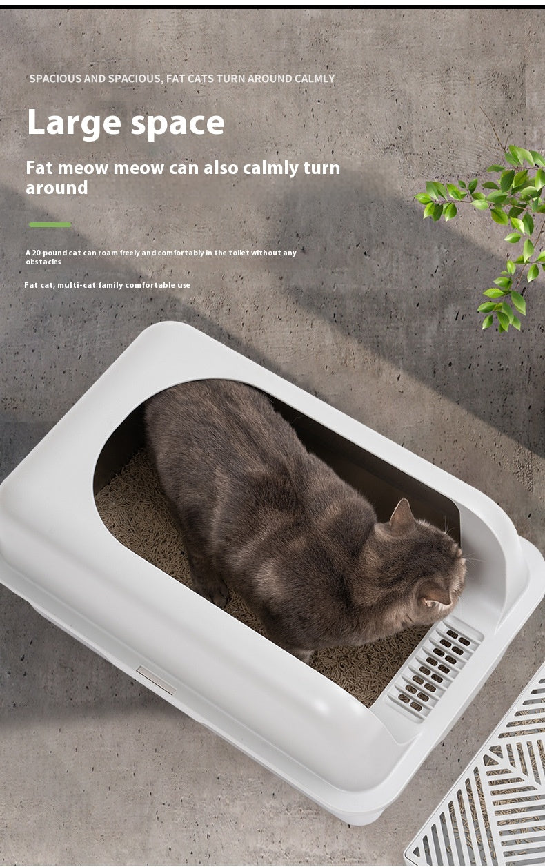 Alloy Litter Box Easy To Clean Widen And Thicken Leak-proof Sand Large Space Semi-closed Cat Toilet