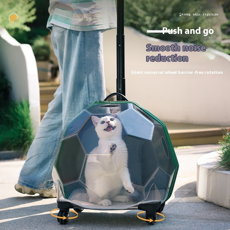 Pet Trolley Portable Cat Luggage Transparent Large Dog Suitcase Trolley Space Capsule