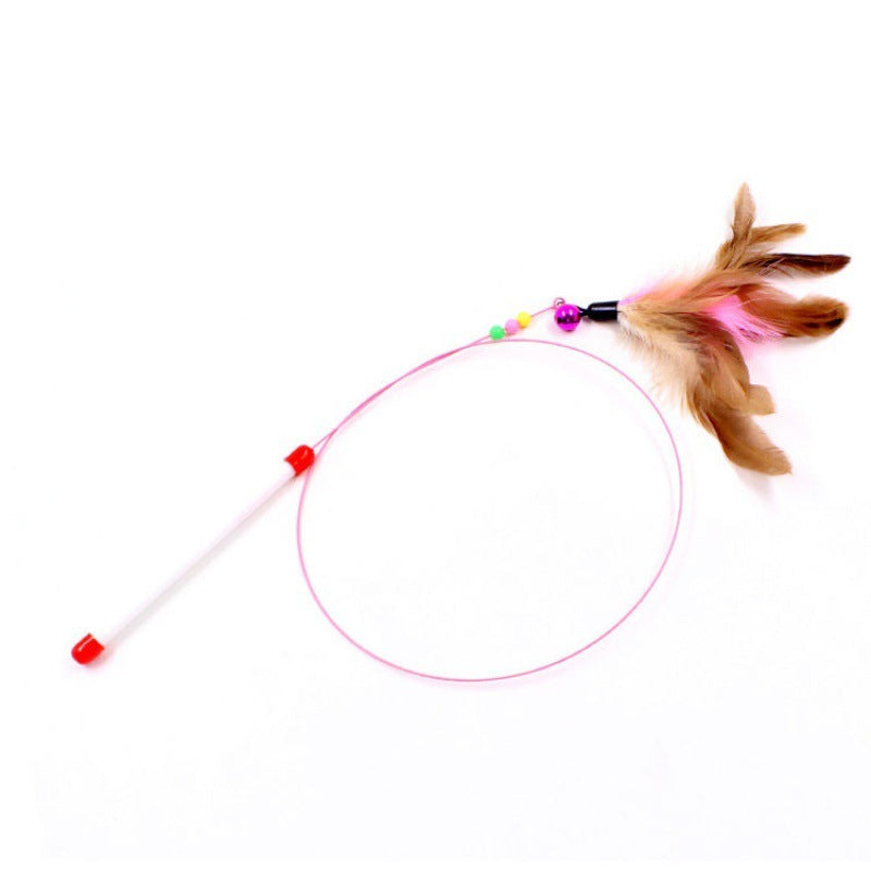 Cat Teaser Stick Can Replace The Head Steel Wire Feather Pole Can Replace Toys