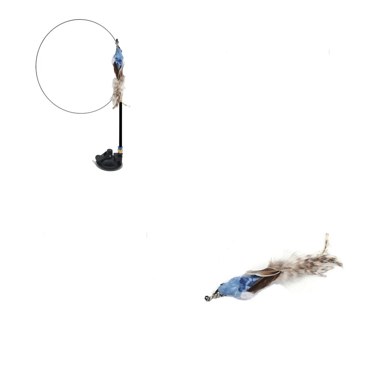 Cat Teaser Stick Can Replace The Head Steel Wire Feather Pole Can Replace Toys