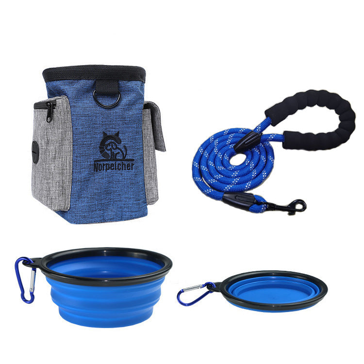 Pet Training Three-piece Set Hand Holding Rope Dog Bowl