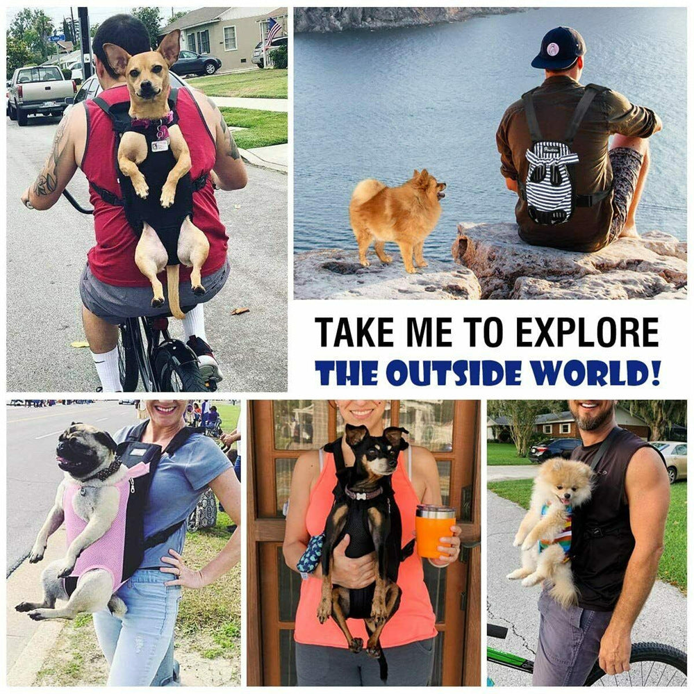 Outing Portable Canvas Backpack Pet Chest Backpack Breathable Portable Pet Bag