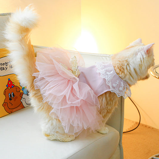 Lace Tulle Tutu Skirt for Cats – Stylish Pet Clothing for Your Feline Friend