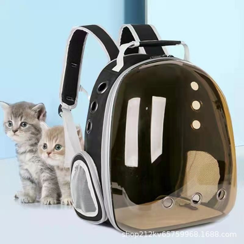 Fashionable Transparent Panoramic Outdoor Four Seasons Universal Pet Backpack Side Opening Breathable