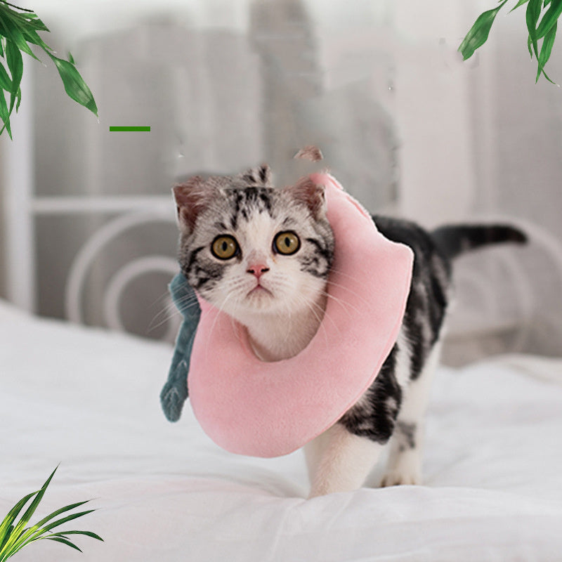 Cute Toast Bread Cat Anti-licking Bib Headgear