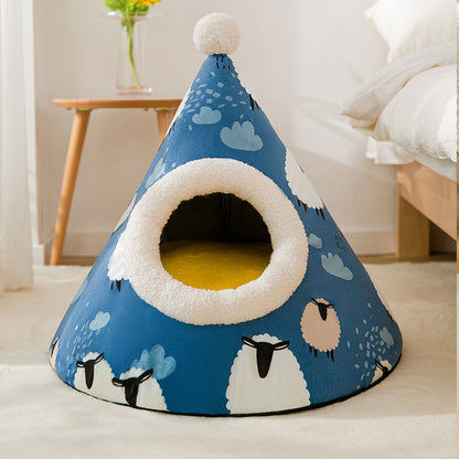 Triangle Yurt Cat Litter Enclosed Pet Nest for Cats