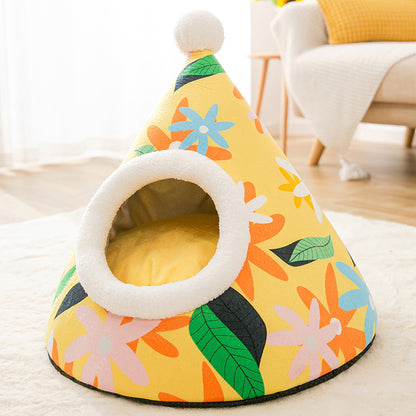 Triangle Yurt Cat Litter Enclosed Pet Nest for Cats