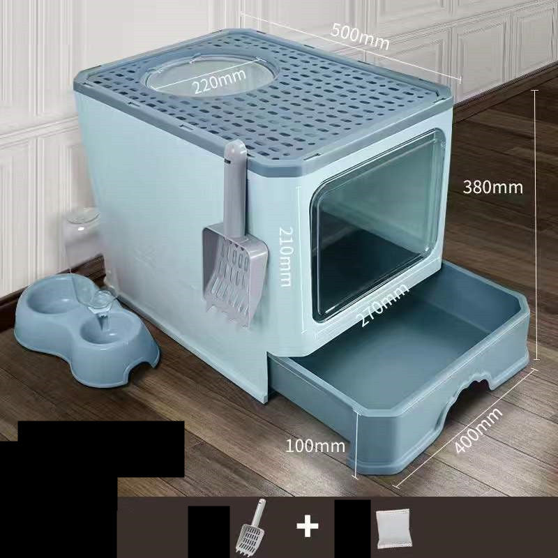 Large Double Door Drawer Foldable Cat Litter Basin