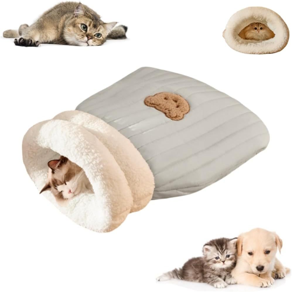 Cozy Plush Cat Sleeping Bag with Tunnel Design