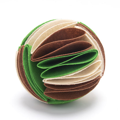 Pet Dog's Felt Cloth Sniffs The Ball