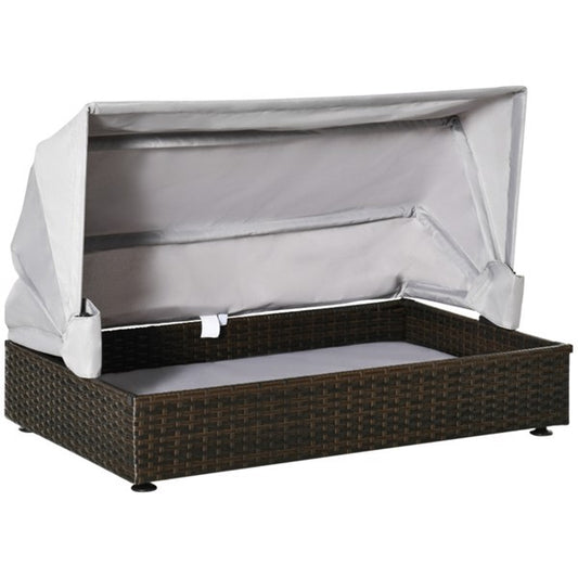 Rattan Dog Bed with Waterproof Canopy