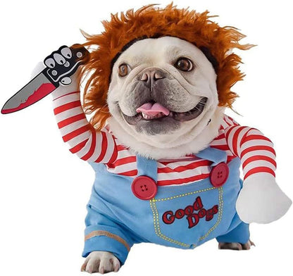 Striped Halloween Dog and Cat Harness Pants – Fun 3-Piece Set with Knife Accessory