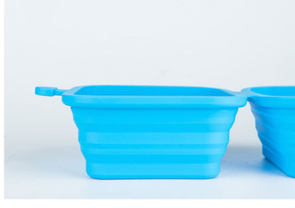 Foldable Bowl Dish For Dogs Cat Outdoor Collapsible Silicone Food Water Feeding