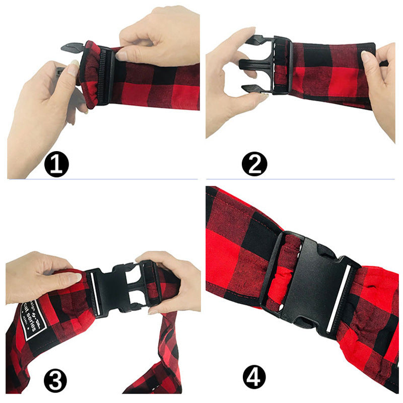 Pet Supplies Red And Black Plaid Shoulder Strap Adjustable Buckle Single-shoulder Bag