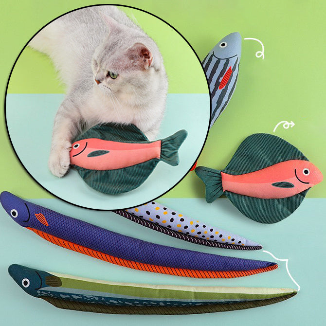 New Cat Toys Canvas Simulation Mint Fish Tease Cat Stick Molars Pet Supplies