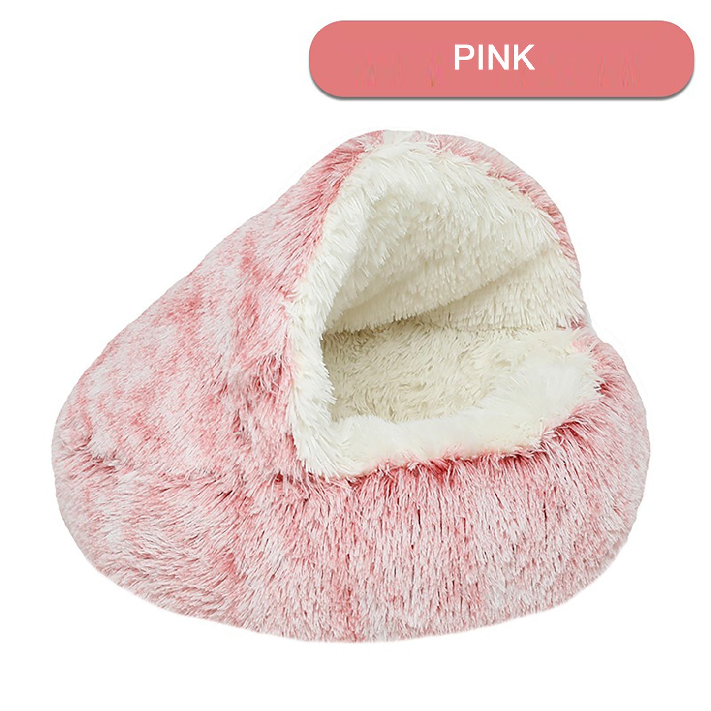 Luxurious Plush Round Cat Bed Cat Bed Round Soft Plush Burrowing Cave Hooded Cat Bed Donut For Dogs Cats - Semi-Enclosed For Cozy Warmth, Easy-Clean Durable Design, Ideal For Winter Comfort