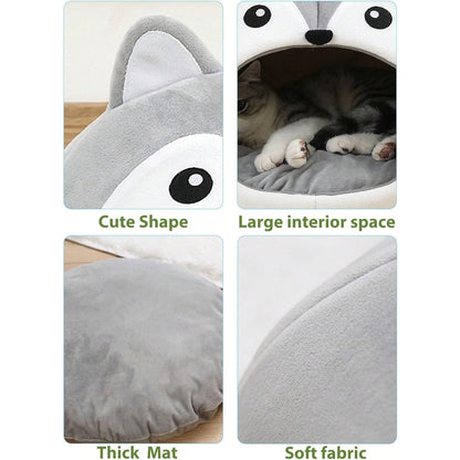Indoor Fox-shaped Cat Bed Hole Removable Cushion