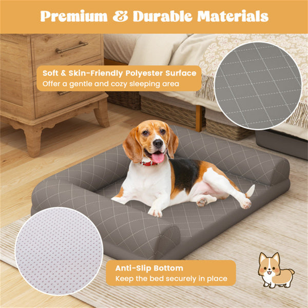 36" Orthopedic Dog Bed with Bolster Support, Anti-Slip Design