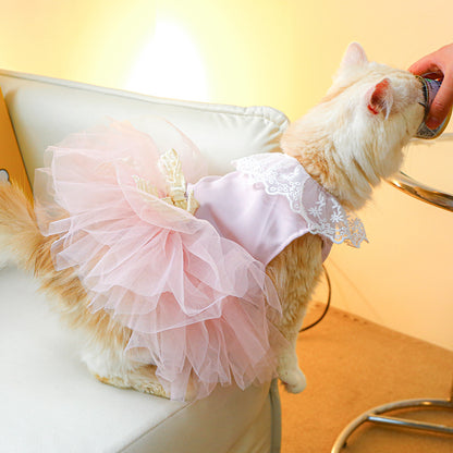 Lace Tulle Tutu Skirt for Cats – Stylish Pet Clothing for Your Feline Friend