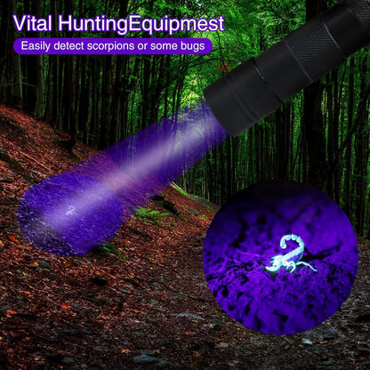 UV Flashlight LED Handheld Blacklight Flashlight Mini Light Torch Detector For Dog Pet Urine Stains Bed Bugs And Scorpions Batteries Not Included