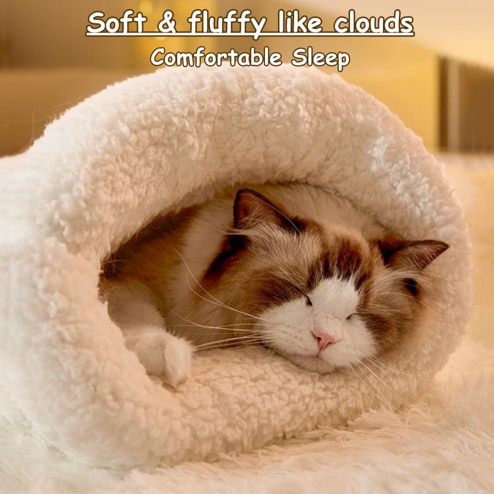 Cozy Plush Cat Sleeping Bag with Tunnel Design