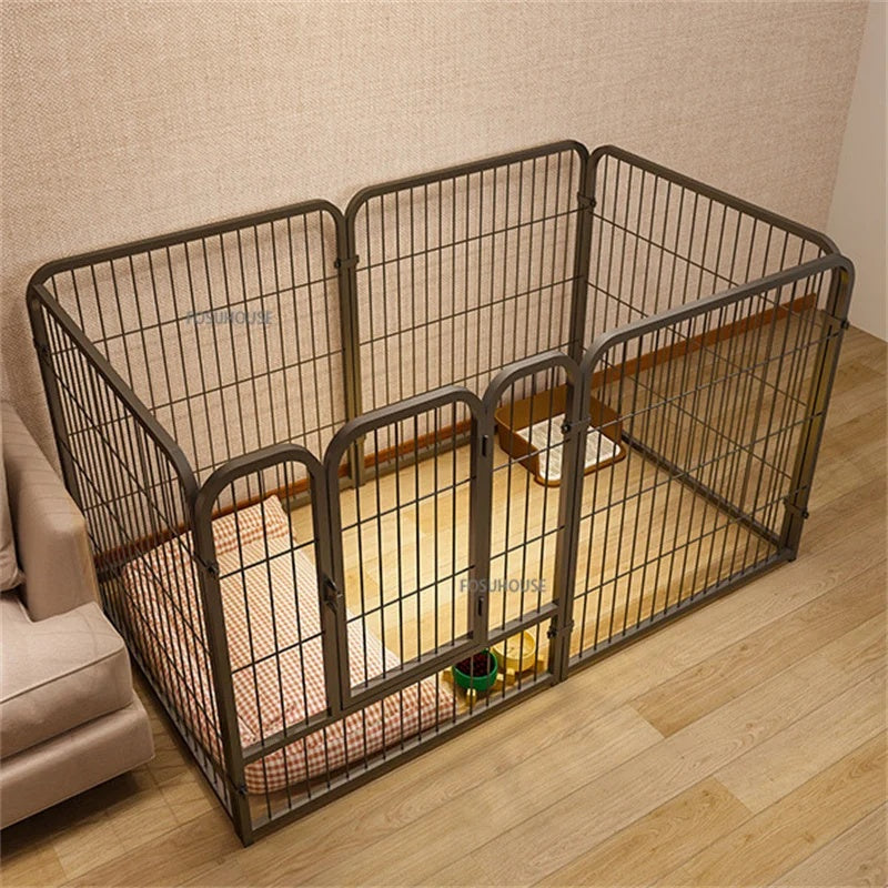 Modern Simple Wrought Iron Pet Fence Dog Cage Small And Medium Size Dog Teddy Corgi Isolation Door Indoor Guardrail Fence Kennel